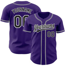 Load image into Gallery viewer, Custom Purple Black-White Authentic Baseball Jersey