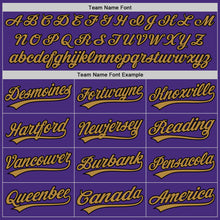 Load image into Gallery viewer, Custom Purple Black-Old Gold Authentic Baseball Jersey
