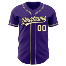 Load image into Gallery viewer, Custom Purple City Cream-Black Authentic Baseball Jersey