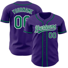 Load image into Gallery viewer, Custom Purple Kelly Green-White Authentic Baseball Jersey