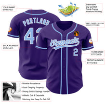 Load image into Gallery viewer, Custom Purple Light Blue-White Authentic Baseball Jersey