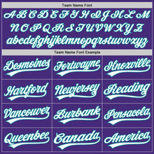 Load image into Gallery viewer, Custom Purple White-Teal Authentic Baseball Jersey