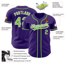 Load image into Gallery viewer, Custom Purple Neon Green-White Authentic Baseball Jersey