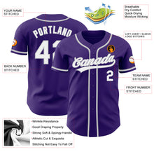 Load image into Gallery viewer, Custom Purple White-Gray Authentic Baseball Jersey