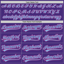 Load image into Gallery viewer, Custom Purple Pink-Light Blue Authentic Baseball Jersey