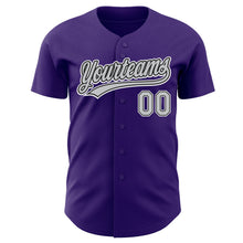 Load image into Gallery viewer, Custom Purple Gray-Black Authentic Baseball Jersey