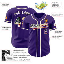Load image into Gallery viewer, Custom Purple Vintage USA Flag-Cream Authentic Baseball Jersey