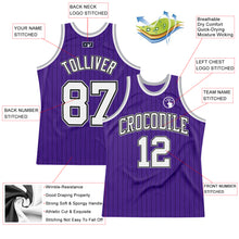 Load image into Gallery viewer, Custom Purple Black Pinstripe White-Gray Authentic Basketball Jersey