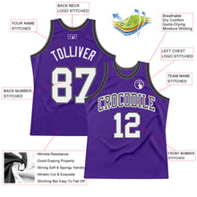 Load image into Gallery viewer, Custom Purple White Steel Gray-Black Authentic Throwback Basketball Jersey