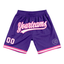 Load image into Gallery viewer, Custom Purple White-Pink Authentic Throwback Basketball Shorts