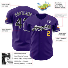 Load image into Gallery viewer, Custom Purple Black-Gold Authentic Baseball Jersey