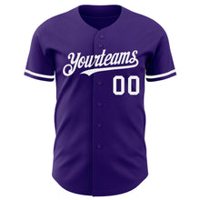 Load image into Gallery viewer, Custom Purple White Authentic Baseball Jersey