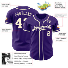 Load image into Gallery viewer, Custom Purple Cream Authentic Baseball Jersey