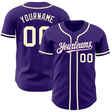 Load image into Gallery viewer, Custom Purple Cream Authentic Baseball Jersey