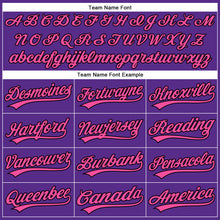 Load image into Gallery viewer, Custom Purple Black Pinstripe Pink Authentic Baseball Jersey