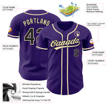 Load image into Gallery viewer, Custom Purple Black Pinstripe City Cream Authentic Baseball Jersey