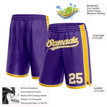 Load image into Gallery viewer, Custom Purple White-Yellow Authentic Basketball Shorts