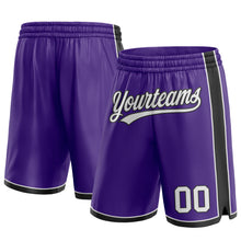 Load image into Gallery viewer, Custom Purple White-Black Authentic Basketball Shorts