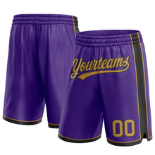 Load image into Gallery viewer, Custom Purple Old Gold-Black Authentic Basketball Shorts