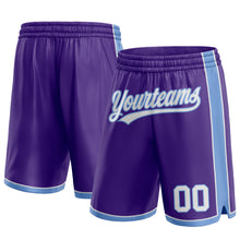 Load image into Gallery viewer, Custom Purple White-Light Blue Authentic Basketball Shorts