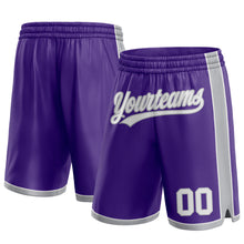 Load image into Gallery viewer, Custom Purple White-Gray Authentic Basketball Shorts