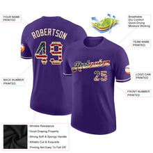 Load image into Gallery viewer, Custom Purple Vintage USA Flag-City Cream Performance T-Shirt