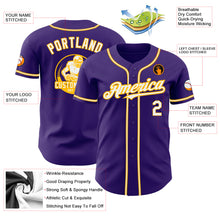 Load image into Gallery viewer, Custom Purple White-Gold Authentic Baseball Jersey