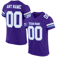 Load image into Gallery viewer, Custom Purple White-Light Blue Mesh Authentic Football Jersey