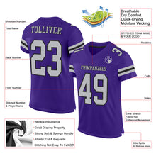 Load image into Gallery viewer, Custom Purple Gray-Black Mesh Authentic Football Jersey