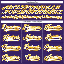 Load image into Gallery viewer, Custom Purple White-Gold Hockey Lace Neck Jersey