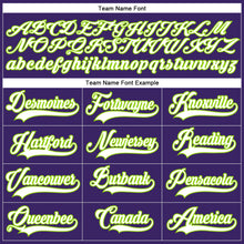 Load image into Gallery viewer, Custom Purple White-Neon Green Hockey Lace Neck Jersey