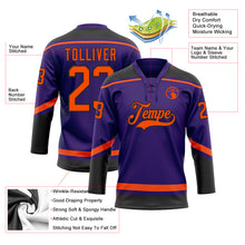 Load image into Gallery viewer, Custom Purple Orange-Black Hockey Lace Neck Jersey