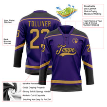 Load image into Gallery viewer, Custom Purple Old Gold-Black Hockey Lace Neck Jersey