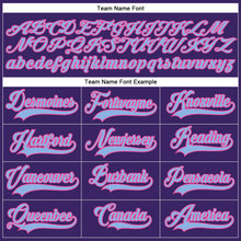 Load image into Gallery viewer, Custom Purple Light Blue-Pink Hockey Lace Neck Jersey