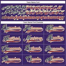 Load image into Gallery viewer, Custom Purple Vintage USA Flag Cream-Black Hockey Lace Neck Jersey