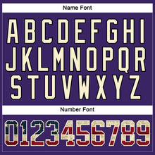 Load image into Gallery viewer, Custom Purple Vintage USA Flag Cream-Black Hockey Lace Neck Jersey