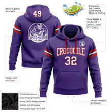 Load image into Gallery viewer, Custom Stitched Purple White-Red Football Pullover Sweatshirt Hoodie