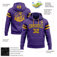 Load image into Gallery viewer, Custom Stitched Purple Gold-Black Football Pullover Sweatshirt Hoodie