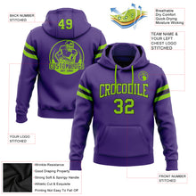 Load image into Gallery viewer, Custom Stitched Purple Neon Green-Black Football Pullover Sweatshirt Hoodie