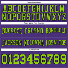 Load image into Gallery viewer, Custom Stitched Purple Neon Green-Black Football Pullover Sweatshirt Hoodie