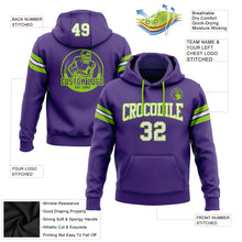 Load image into Gallery viewer, Custom Stitched Purple White-Neon Green Football Pullover Sweatshirt Hoodie