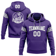 Load image into Gallery viewer, Custom Stitched Purple White-Gray Football Pullover Sweatshirt Hoodie