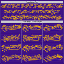 Load image into Gallery viewer, Custom Purple Gold Authentic Throwback Baseball Jersey