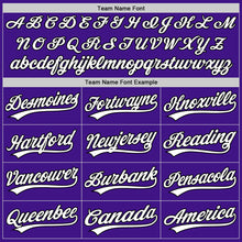 Load image into Gallery viewer, Custom Purple White-Black Authentic Throwback Baseball Jersey