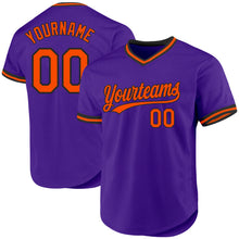 Load image into Gallery viewer, Custom Purple Orange-Black Authentic Throwback Baseball Jersey