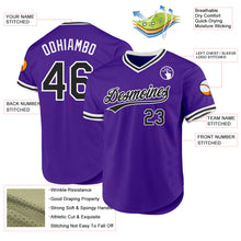Load image into Gallery viewer, Custom Purple Black-White Authentic Throwback Baseball Jersey