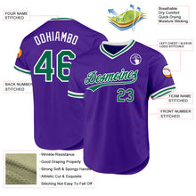 Load image into Gallery viewer, Custom Purple Kelly Green-White Authentic Throwback Baseball Jersey