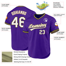 Load image into Gallery viewer, Custom Purple Old Gold-Black Authentic Throwback Baseball Jersey