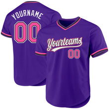 Load image into Gallery viewer, Custom Purple Pink-Black Authentic Throwback Baseball Jersey