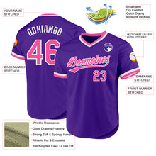 Load image into Gallery viewer, Custom Purple Pink-White Authentic Throwback Baseball Jersey